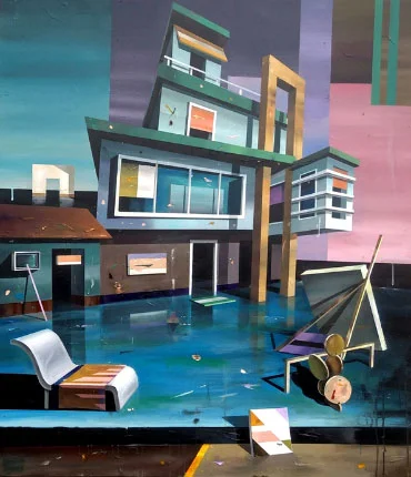 Igor Taritaš — Igor Taritaš, Modern house, acrylic on wood, 148 x 130 cm