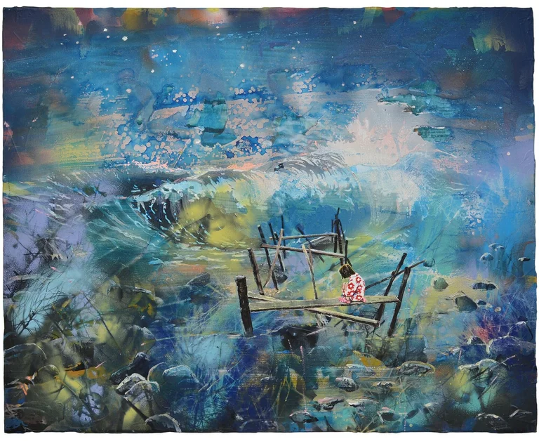 Andrea Damp — pull-up lambing, oil and acrylic on canvas, 80x100cm, 2022 price on request