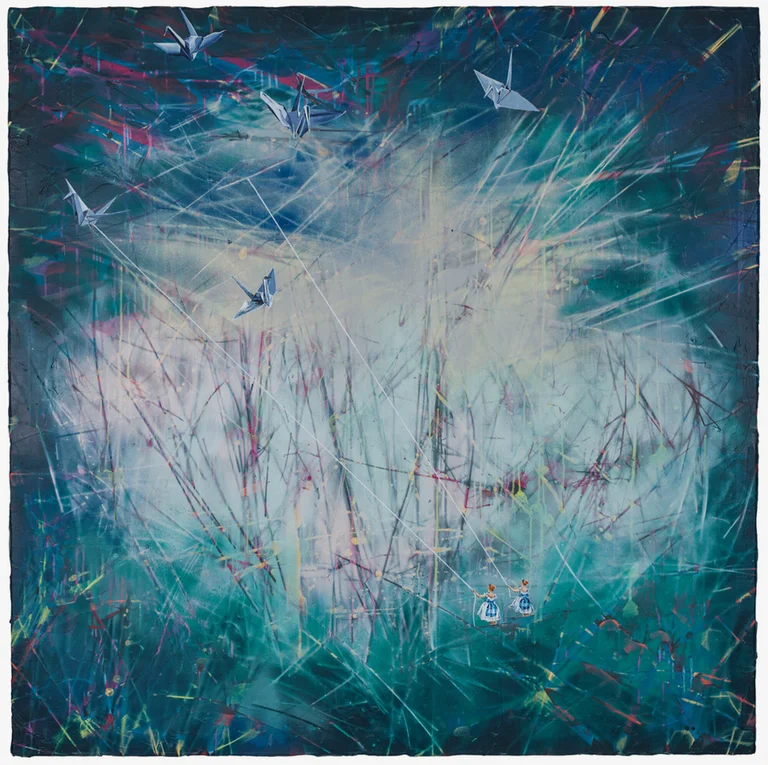 Andrea Damp – Before the thunderstorm, oil and acrylic on canvas, 150x150cm price on request