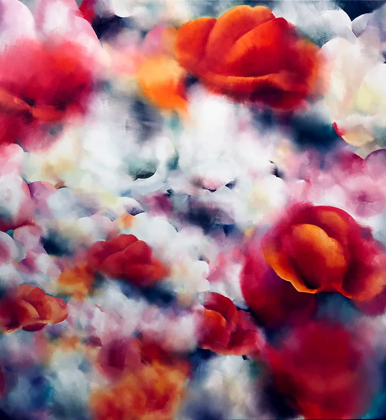 Rhea Standke – diamond poppy, 140x130cm, oil on canvas, 2025 price on request