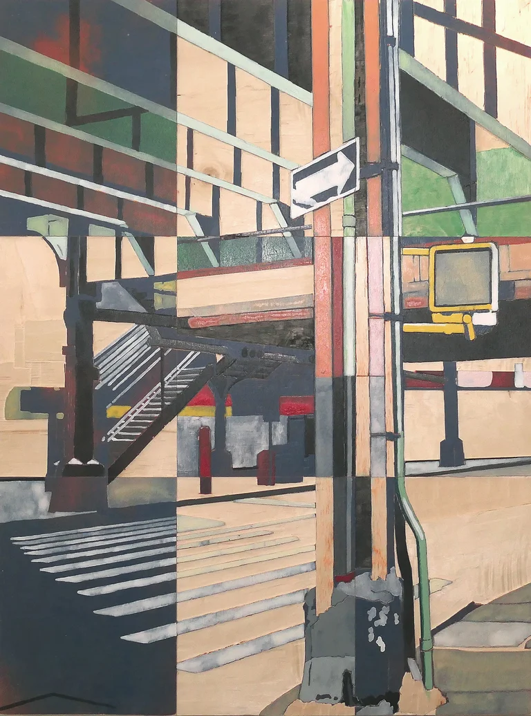 Detlef Waschkau — Detlef Waschkau, Queens Manhattan, Pigment on wood 60x45x4cm Preis auf Anfrage