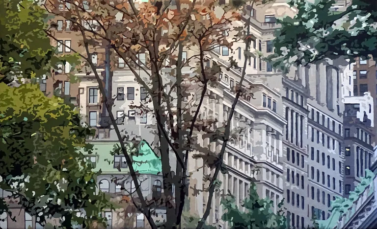 Joeggu Hossmann — Walkin 'Thru The Battery, oil on canvas, 95x155cm Preis auf Anfrage