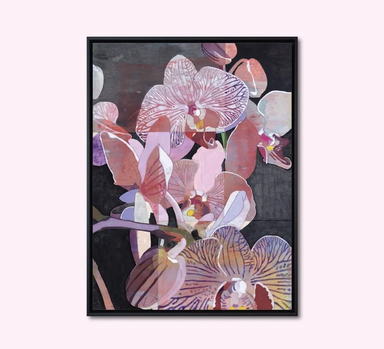 Detlef Waschkau — Detlef Waschkau, Orchideen, Pigment on Wood, Holzrelief, 80x60x5 SOLD