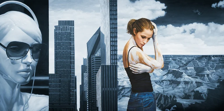 Surface and territories, Öl auf Leinwand, 2026, 120 × 240 cm